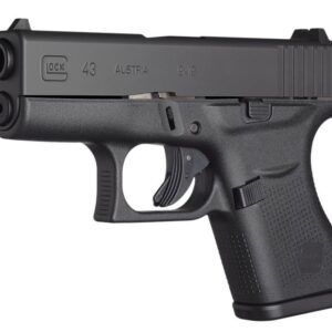 Glock 43 Gen 3 9mm subcompact pistol in matte black with two 6-round magazines