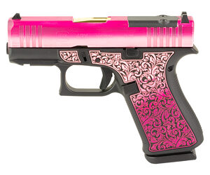 GLOCK 43X 9mm Lady Bug Cerakote with Zaffiri Precision gold barrel
