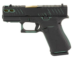 Glock 43X 9mm pistol with black and blue Cerakote finish