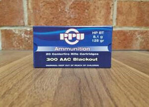 Prvi PPU 300 AAC Blackout Ammunition PP300BH 125 Grain Hollow Point Boat Tail 20 Rounds