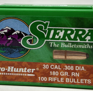 Sierra 30 Cal (.308 Dia) Reloading Bullets Pro Hunter SRAA2170 180 Grain Round Nose Soft Point 100 Pieces