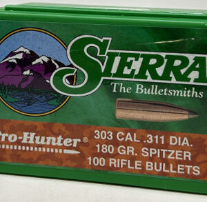 Sierra 303 Cal (.311 Dia) Reloading Bullets Pro Hunter SRAA2310 180 Grain Spitzer Soft Point 100 Pieces
