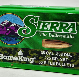 Sierra 35 Cal (.355 Dia) Reloading Bullets Gameking SRAA2850 225 Grain Boat Tail Spitzer Soft Point 50 Pieces