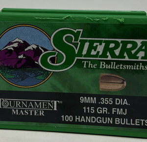 Sierra 9mm (.355 Dia) Reloading Bullets Tournament Master SRAA8115 115 Grain Full Metal Jacket 100 Pieces
