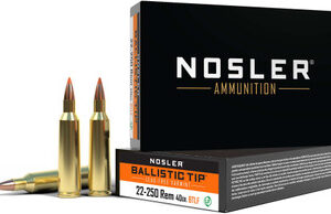 Nosler 22-250 Remington Ammunition Varmint NOS61044 40 Grain Lead Free Ballistic Tip 20 Rounds