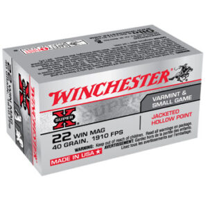 Winchester 22 WMR Ammunition Super-X X22MH 40 Grain Jacketed Hollow Point 50 Rounds